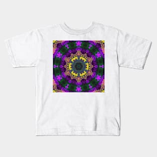 Psychedelic Kaleidoscope Yellow Purple and Green Kids T-Shirt